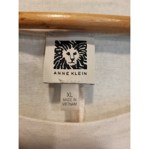 Ivory Linen Blend Boxy Lagenlook Minimalist Short Sleeve Top Anne Klein Sz XL - Picture 4 of 6